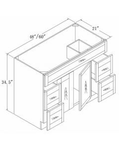 Vanities with Drawers 48 60-Light Grey